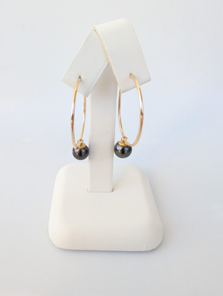 Créoles gold filled – Perles de Tahiti rondes