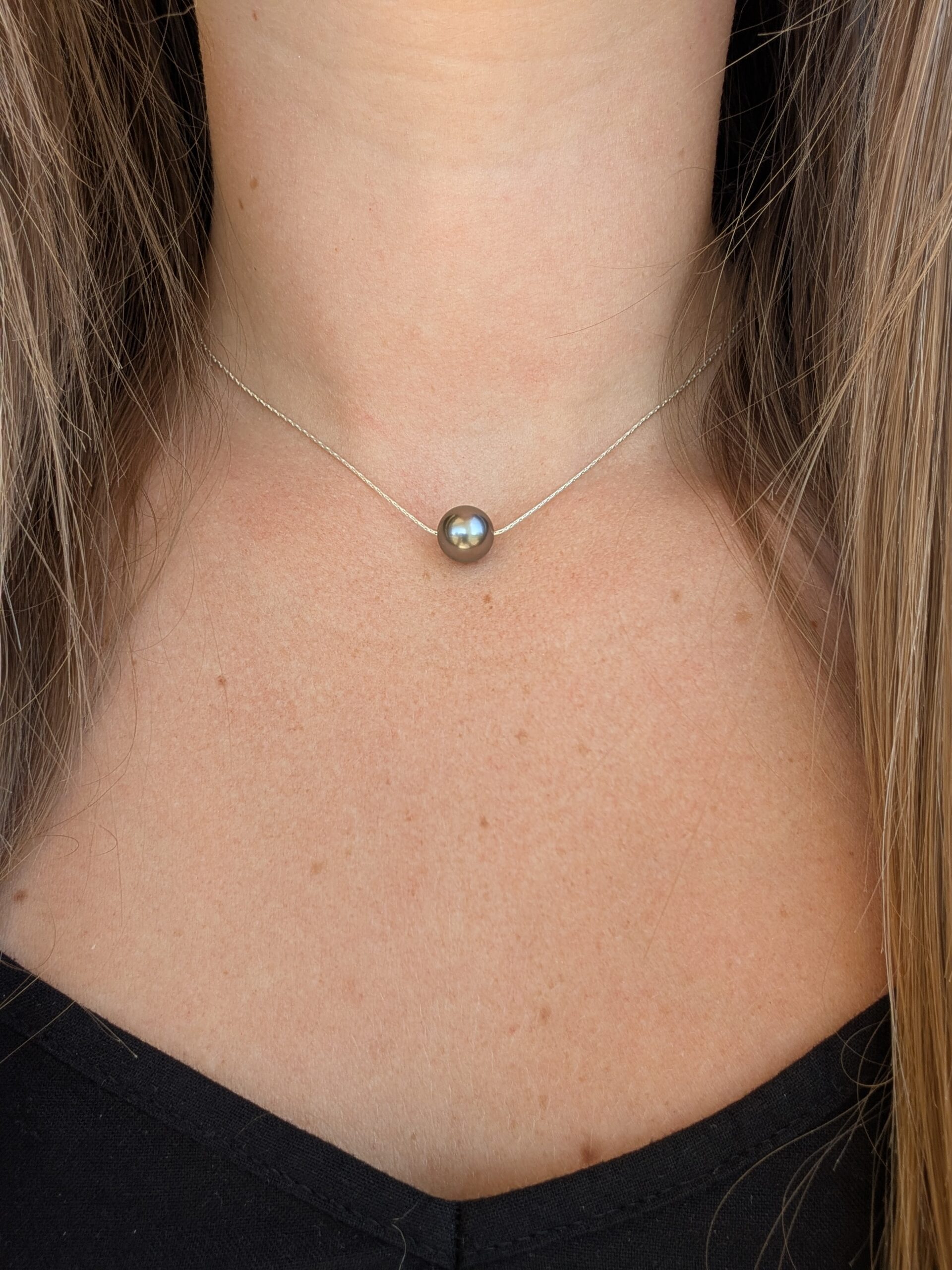 Collier argent – Perle de Tahiti ronde – Image 2