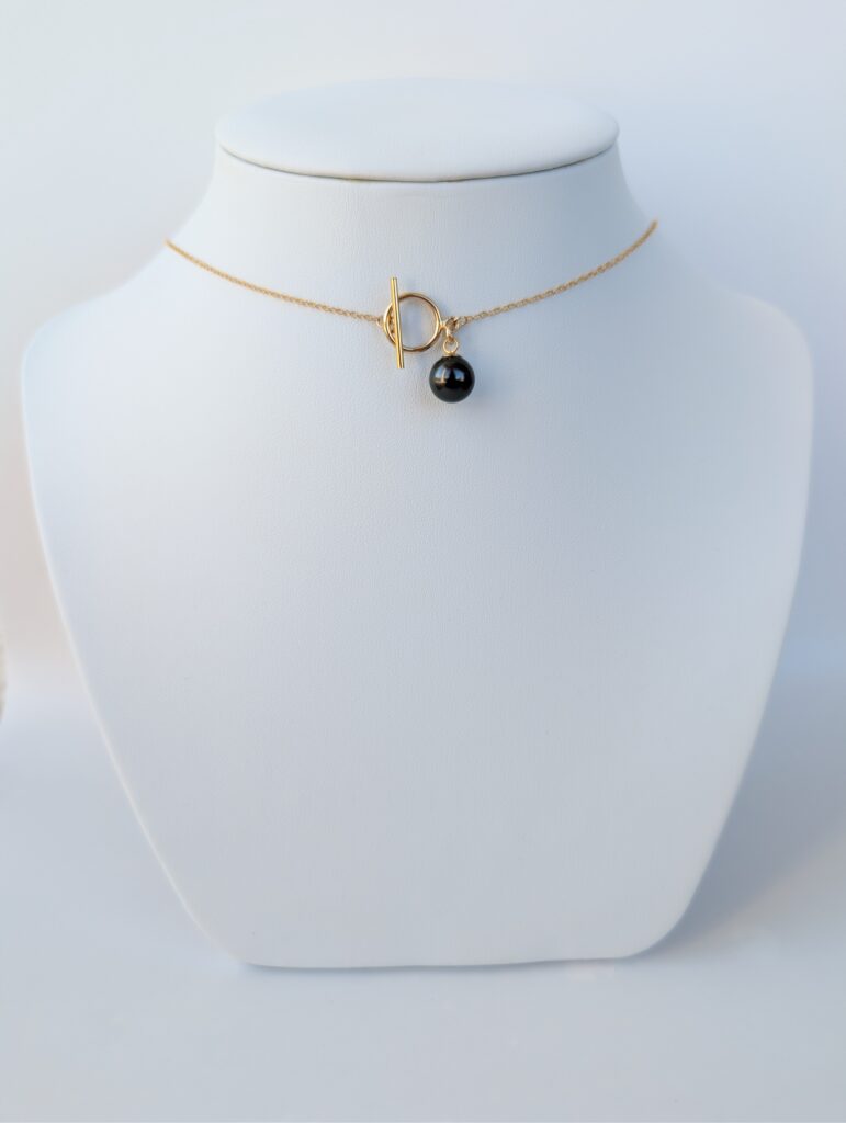 Collier Gold Filled fermoir T – Perle de Tahiti ronde
