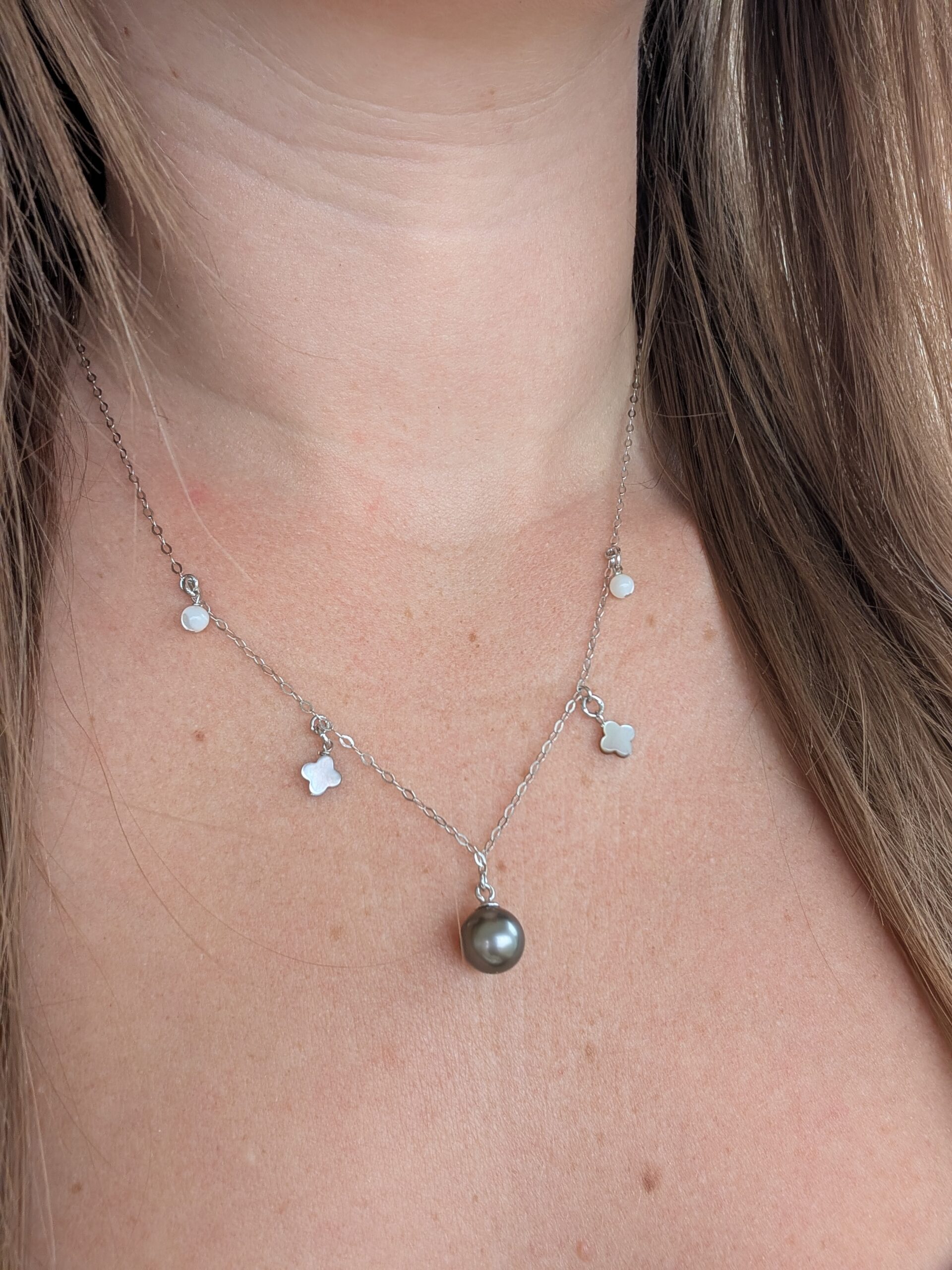 Collier argent rhodié – Perle de Tahiti et nacre – Image 2