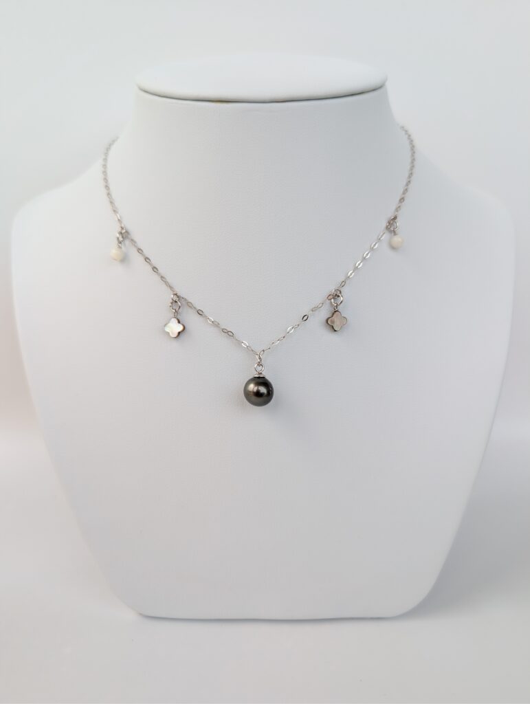 Collier argent rhodié – Perle de Tahiti et nacre