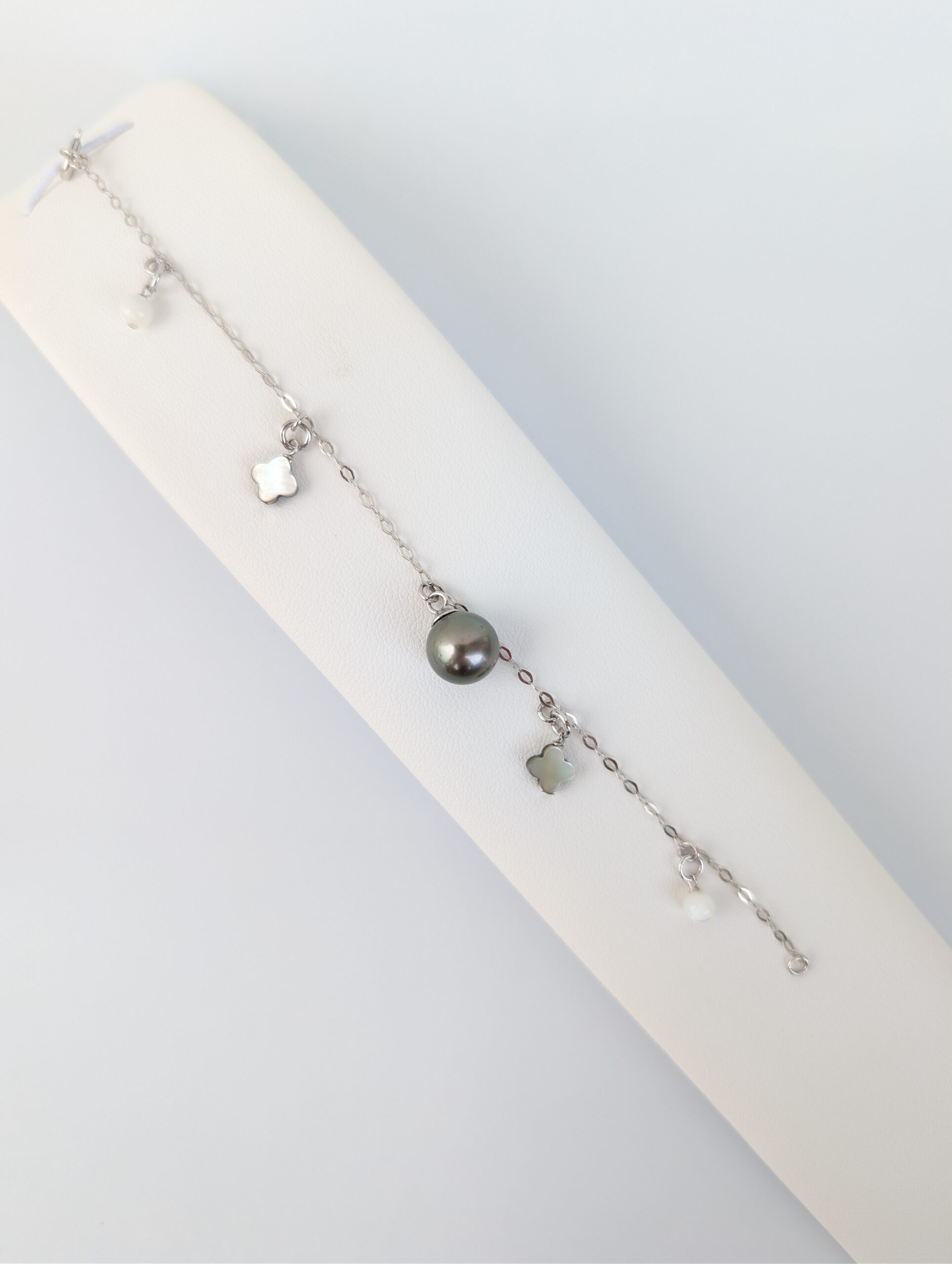 Bracelet argent rhodié – Perle de Tahiti et nacre